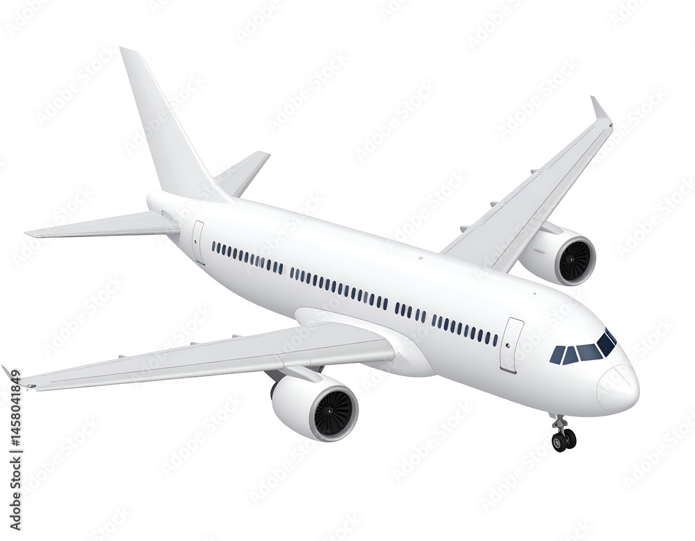 Isolated White Airplane Model Render for Travel and Aviation Designs Isolated White Airplane Model Render for Travel and Aviation Designs