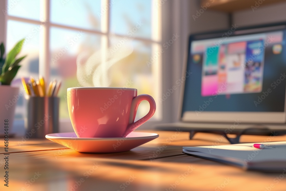 hot coffee on the work desk by generative ai hot coffee on the work desk by generative ai