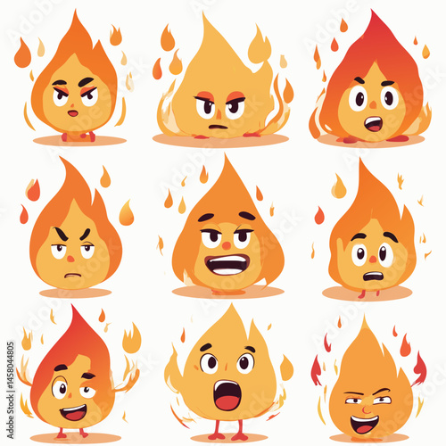 Flame Emoji Characters – Expressive Fireball Face Icon Sets