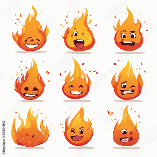 Flame Emoji Characters – Expressive Fireball Face Icon Sets