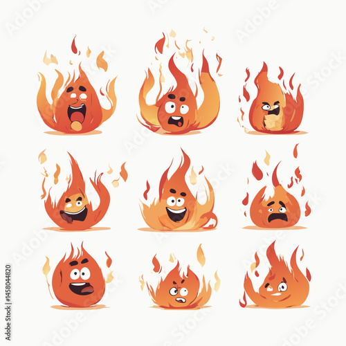 Flame Emoji Characters – Expressive Fireball Face Icon Sets
