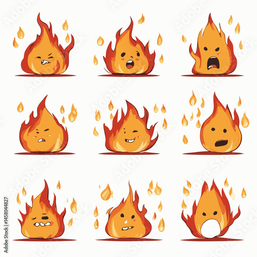 Flame Emoji Characters – Expressive Fireball Face Icon Sets