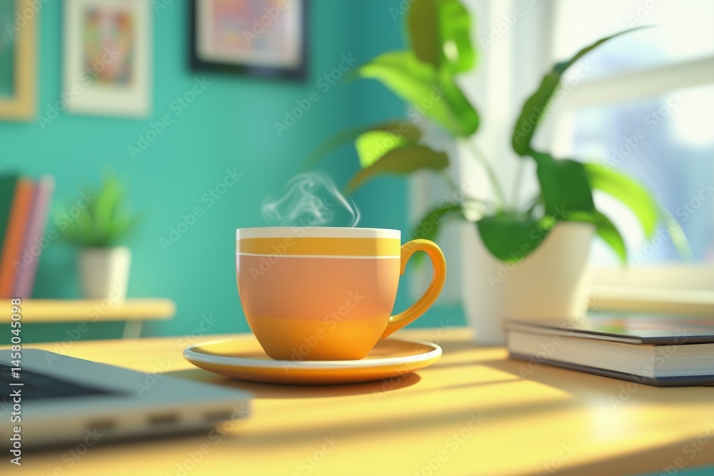 hot coffee on the work desk by generative ai hot coffee on the work desk by generative ai