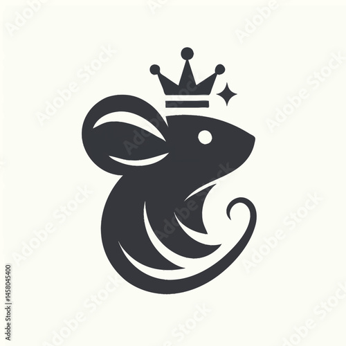 Silhouette of a mouse peeking from a hole, bold and simple logo concept, black vector