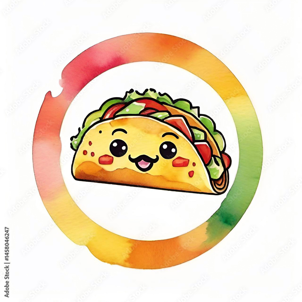 watercolor funny mexican taco, illustration