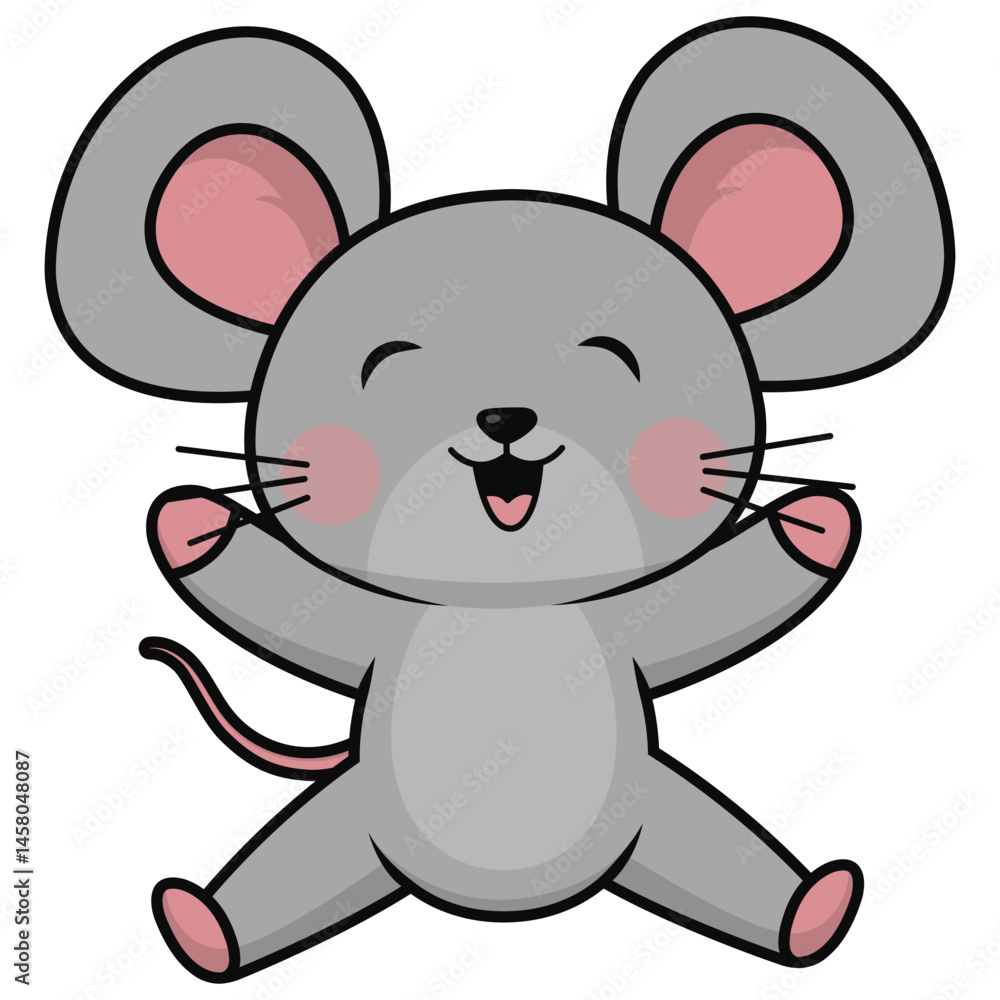 Obraz premium Cute Mouse Cartoon Character. Isolated on White Background.