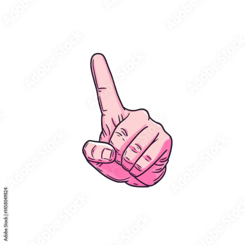 Outline of a Hand Gesture Indicating Stop or Attention in Pink Tone
