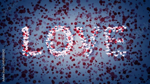 Love word with hearts decoration animation background.