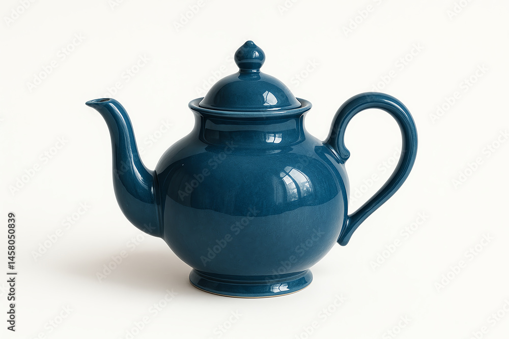 A beautiful blue ceramic teapot, elegantly shaped with a classic design. Perfect for serving tea, this teapot adds a touch of charm to any dining experience. A beautiful blue ceramic teapot, elegantly shaped with a classic design. Perfect for serving tea, this teapot adds a touch of charm to any dining experience.