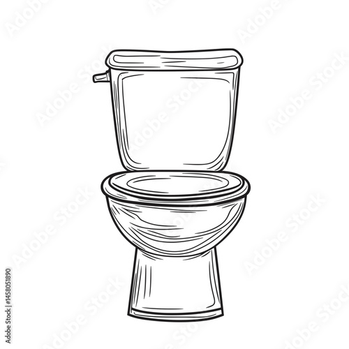 Toilet bowl sketch in simple line art style  