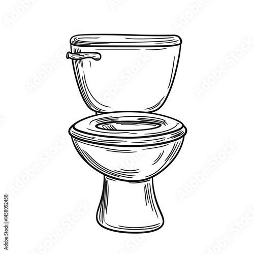 Toilet in sketch style illustration with detailed features  