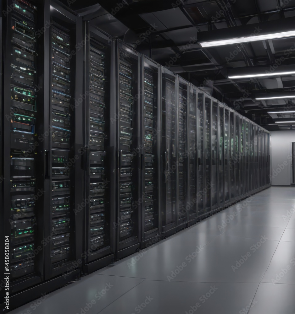 Rows of humming servers in a modern data center , wiring, blade Rows of humming servers in a modern data center , wiring, blade