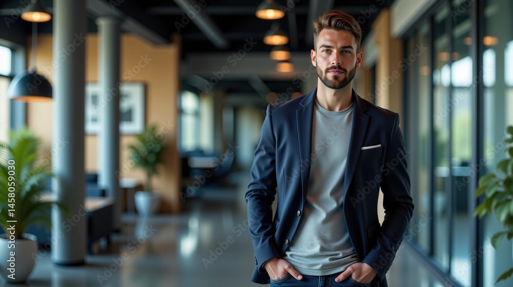 Fototapeta premium Confident Businessman In Modern Office Setting