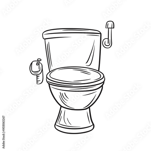Bidet illustration in minimalist style on a white background  