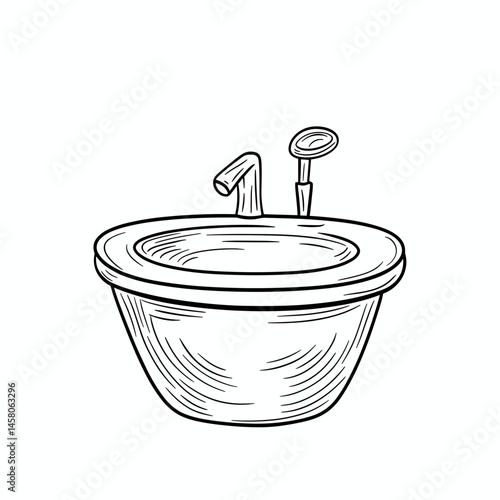 Simple line drawing of a bidet in minimalistic style  