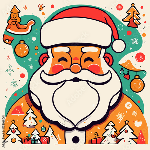Jolly Santa Claus Illustrations – Festive Holiday Scenes with Gifts & Cheer