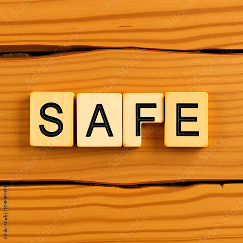 The concept of Safe represented by wooden letter tiles