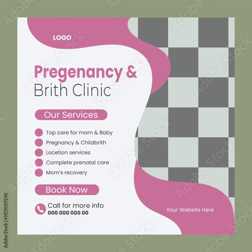  Pregnancy and childbirth clinic social media post design 
