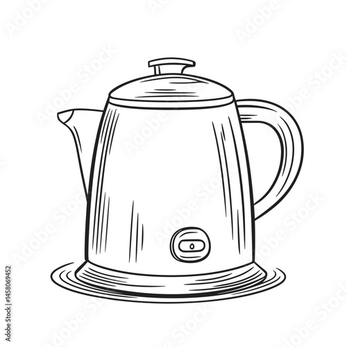 Electric kettle outline illustration on a flat surface  