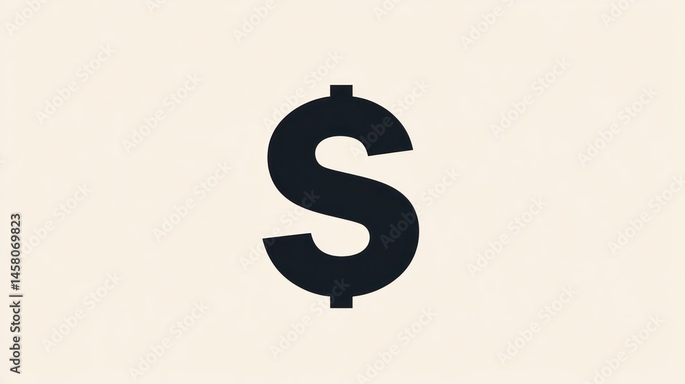 Obraz premium Simple dollar sign graphic, neutral background, financial concept, potential use in presentations, articles, or marketing