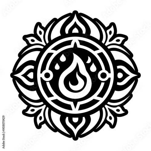 A glyph style icon of eternal flame tattoo