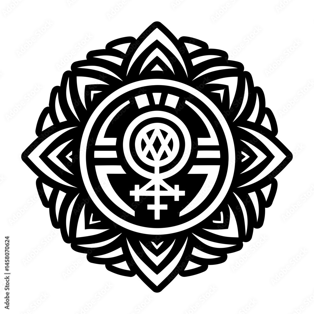 A filled style icon of native tattoo design A filled style icon of native tattoo design