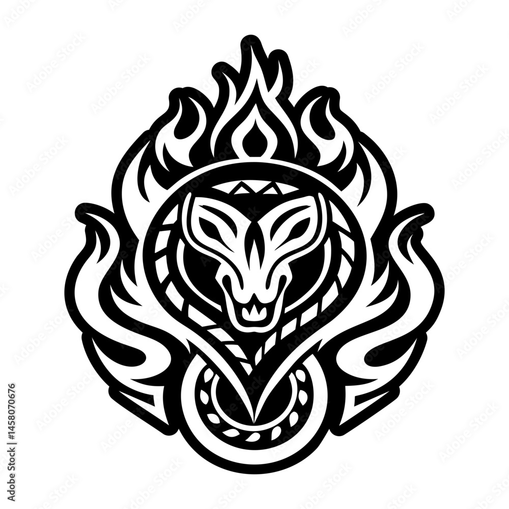 A solid style icon of fire serpent tattoo A solid style icon of fire serpent tattoo