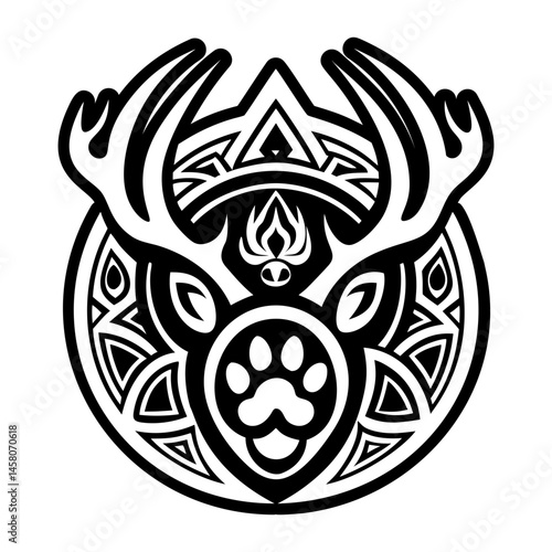 A solid style icon of deer antlers tattoo