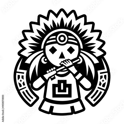 A solid style icon of flute player symbol