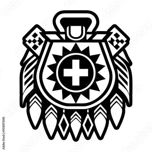 A solid style icon of medicine bag tattoo
