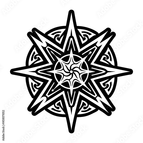 A solid style icon of morning star symbol