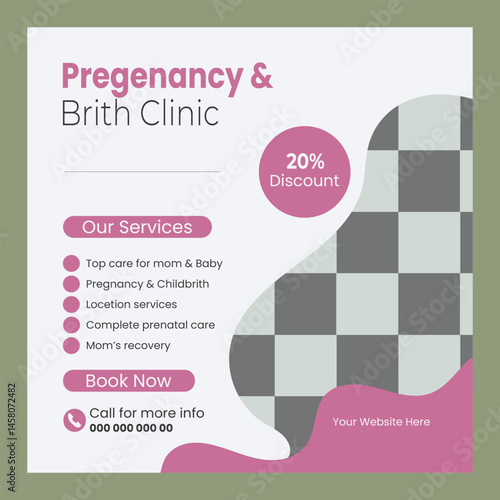  Pregnancy and childbirth clinic social media post design 

