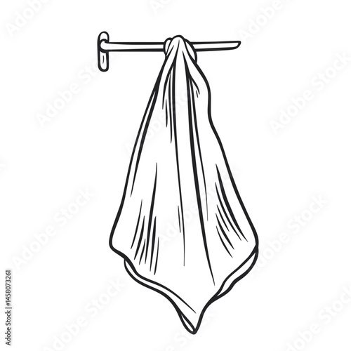 Hand towel hanging on a rod in a minimalist style  