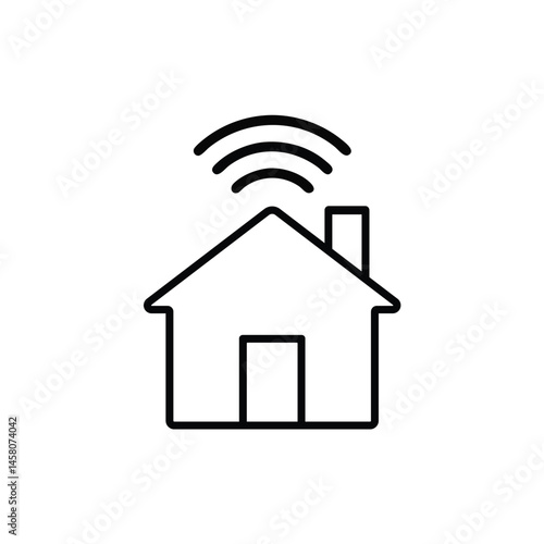 Smart Home Icon with Wi-Fi Signal – Internet of Things Concept