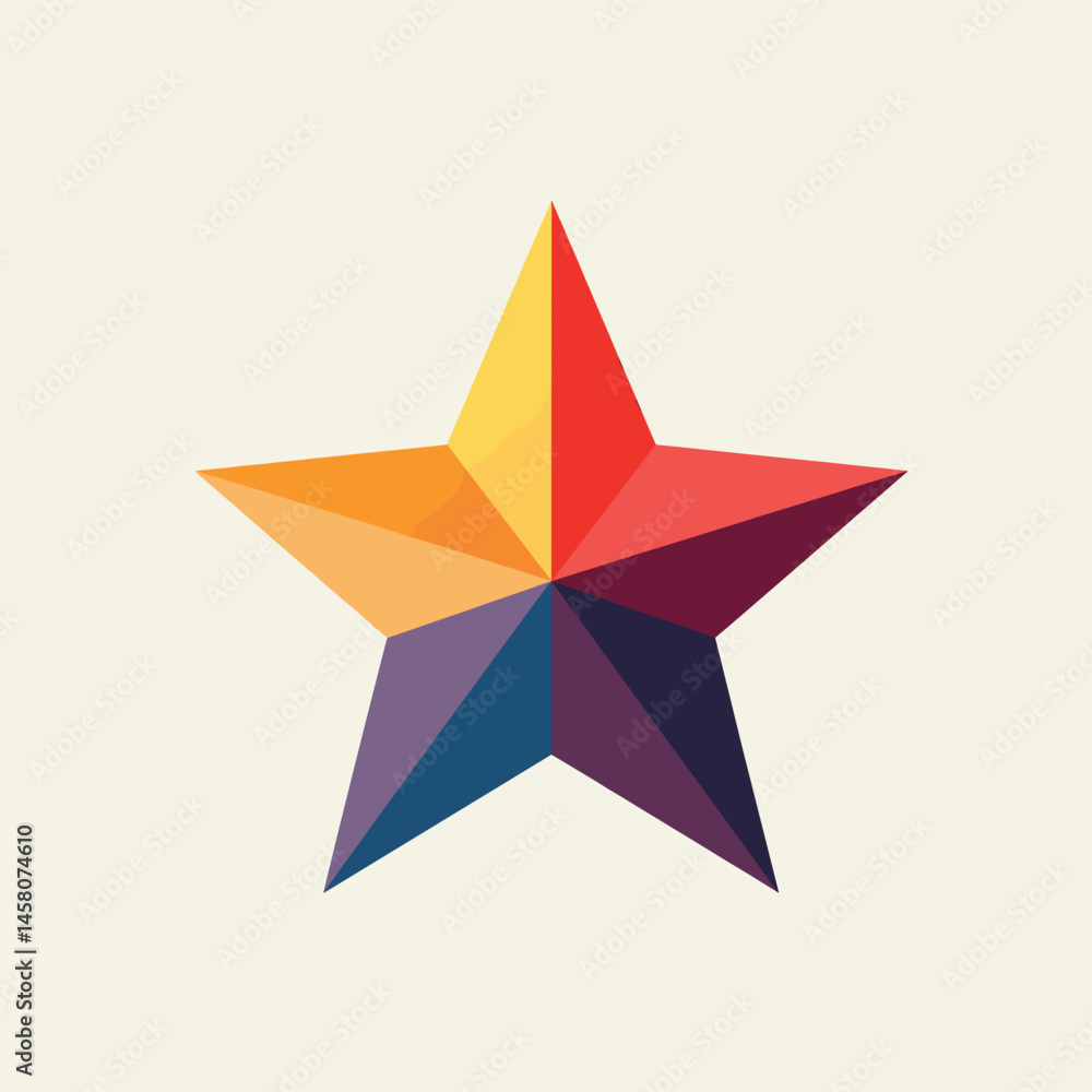 Obraz premium Colorful Star Shape with Geometric Design on Light Background 