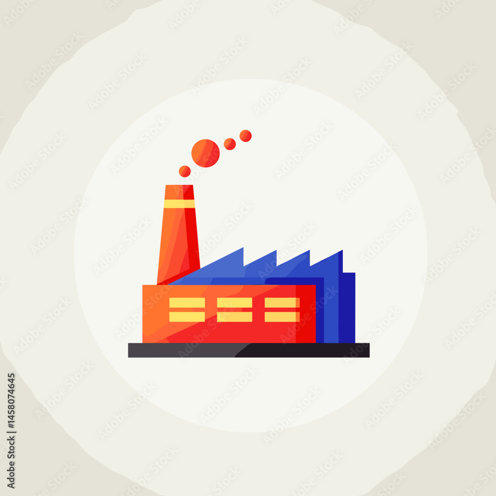 Obraz premium Modern factory illustration in vibrant colors on a light background 