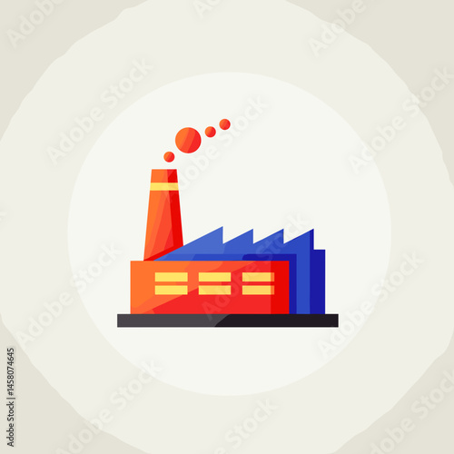 Modern factory illustration in vibrant colors on a light background  