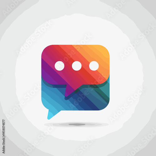 Colorful chat bubble icon with gradient design on white background  