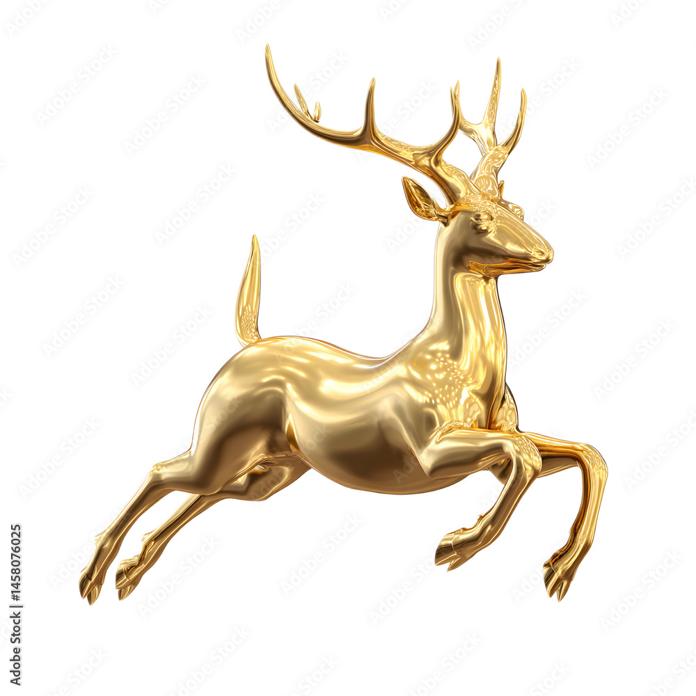 Fototapeta premium Golden deer in a dynamic leaping pose