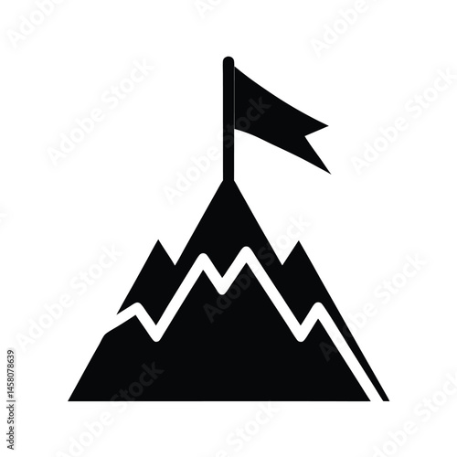 mountain flag peak icon vector illustration