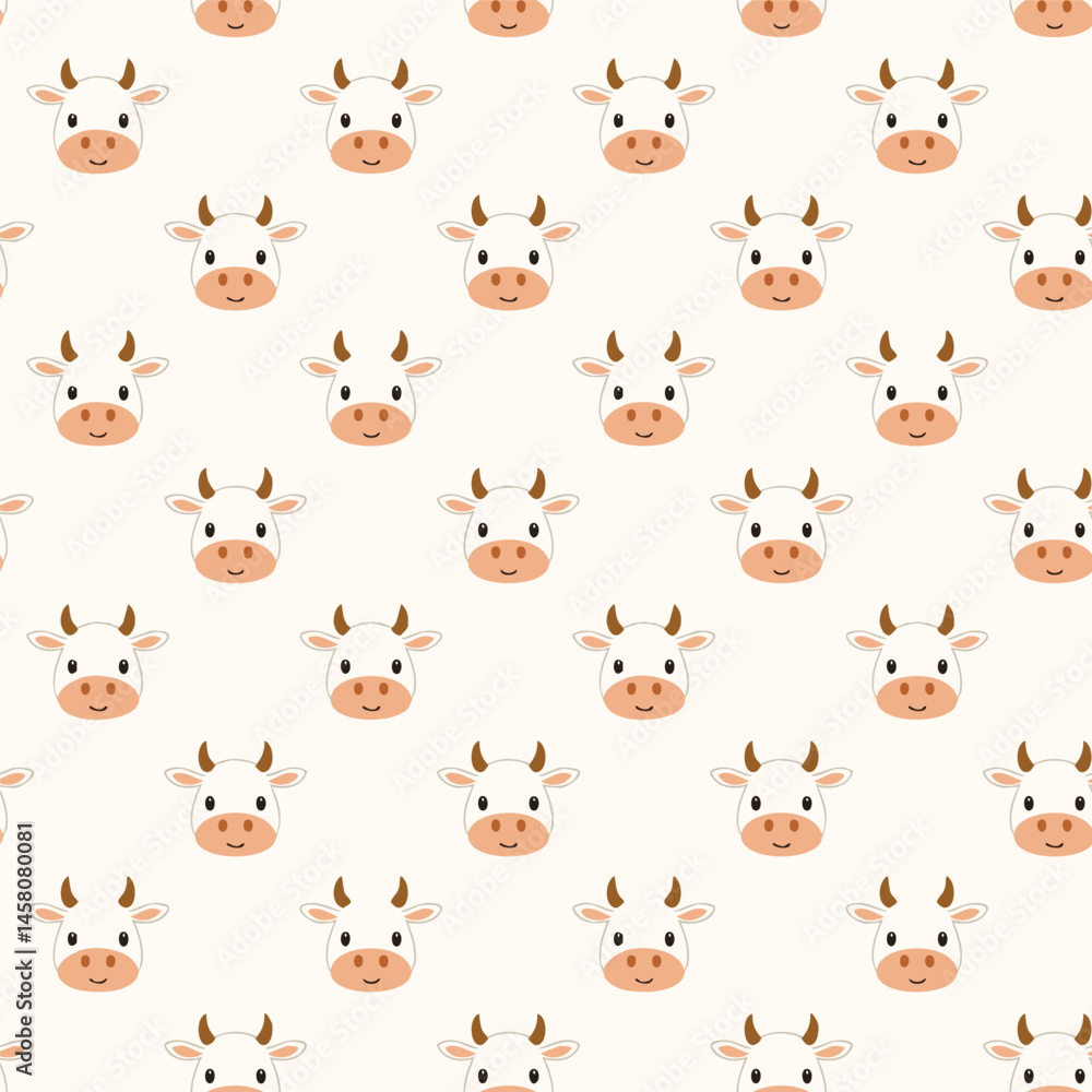 Cute cow face seamless pattern background Cute cow face seamless pattern background