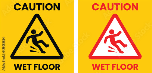 Wet Floor Warning Sign – Caution Slip Hazard Triangle Icon for Safety Poster
