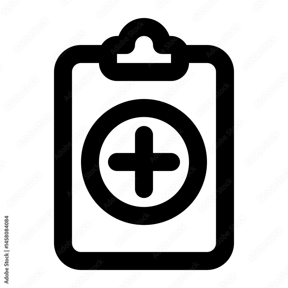 Obraz premium Simple medical clipboard icon representing healthcare management and medical record keeping.