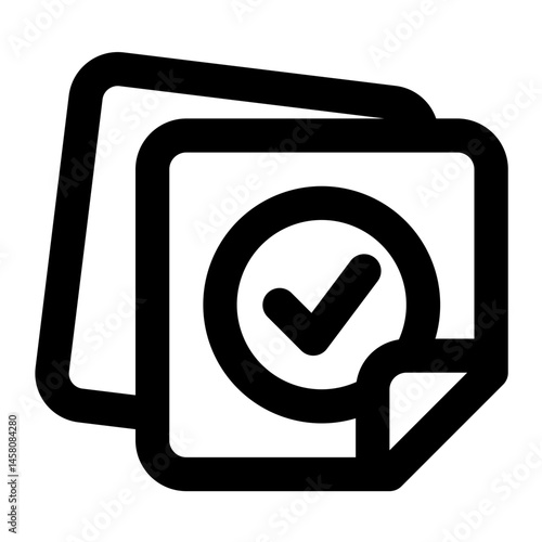 Icon symbolizing approval, validation, or verification, ideal for use in digital interfaces, certifications, and quality assurance.