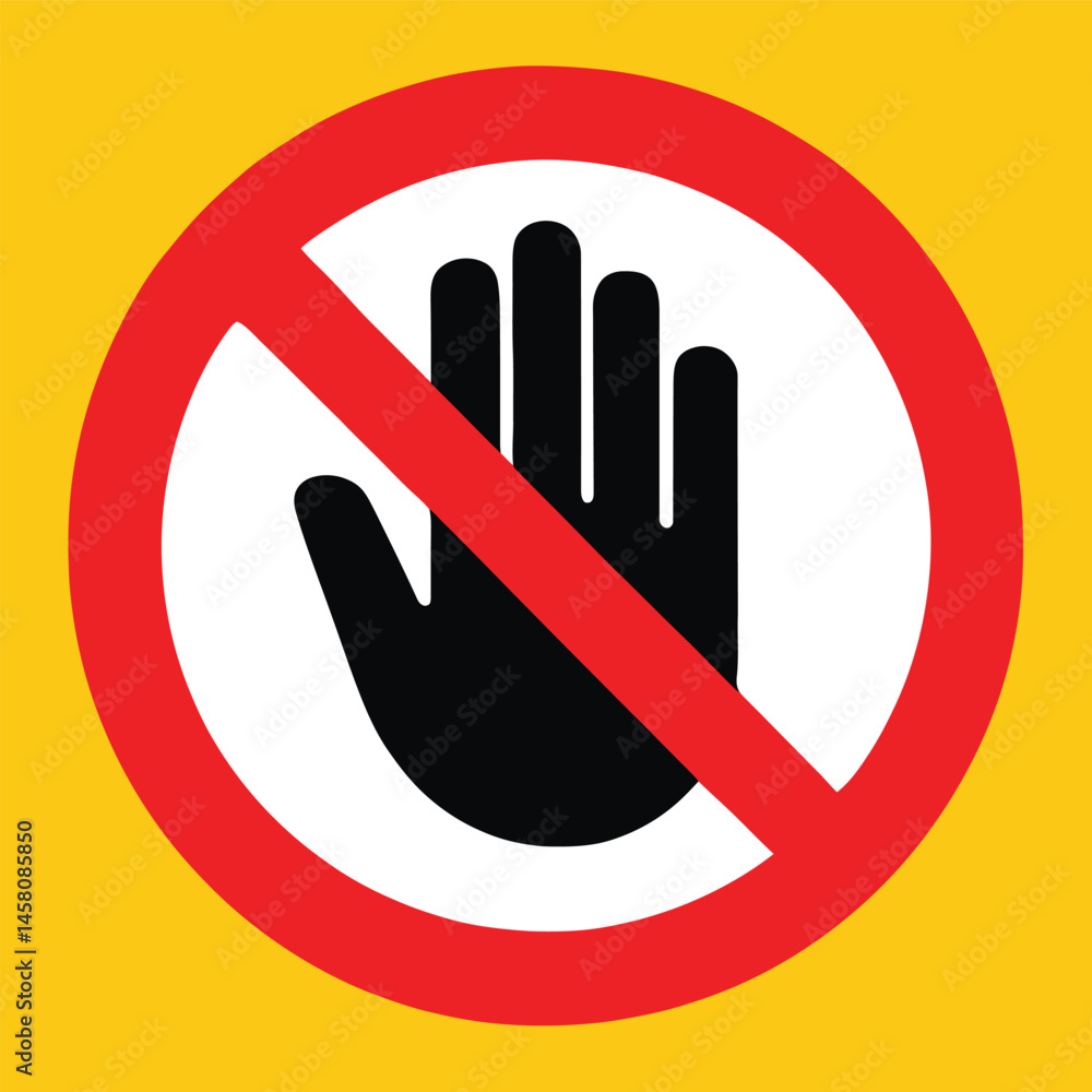 Do Not Touch Sign – Red Slash Warning Symbol for Safety and Hazard Zones Do Not Touch Sign – Red Slash Warning Symbol for Safety and Hazard Zones