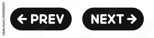 Previous and Next navigation buttons. Prev, next icons. Vector illustration.