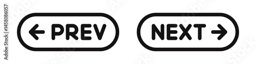 Previous and Next navigation buttons. Prev, next icons. Vector illustration.