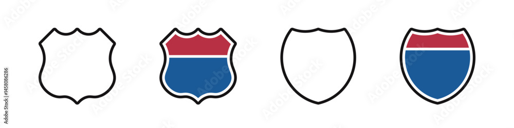 US Route signs set. Interstate route sign collection. Vector illustration.