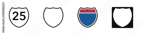 US Route signs set. Interstate route sign collection. Vector illustration.