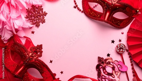 Wallpaper Mural A luxurious and mysterious night masquerade concept unfolds with rich visual drama and elegance, framing an empty central space ideal for text or invitation details. Torontodigital.ca